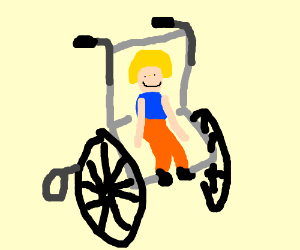 300x250 kid in an oversized wheelchair drawing - Wheelchair Drawing