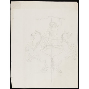 355x355 Figure Brandishing A Whip Over Four Reined Horses - Whip Drawing