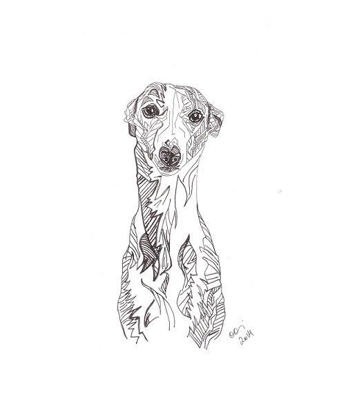 517x607 Whippet Drawing Dog Art Art, Drawings, Dog Paintings - Whippet Drawing