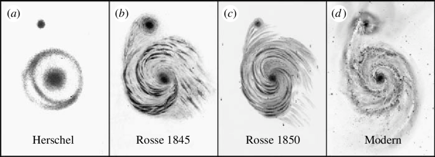 850x307 four images of messier the whirlpool nebula, plotted - Whirlpool Drawing