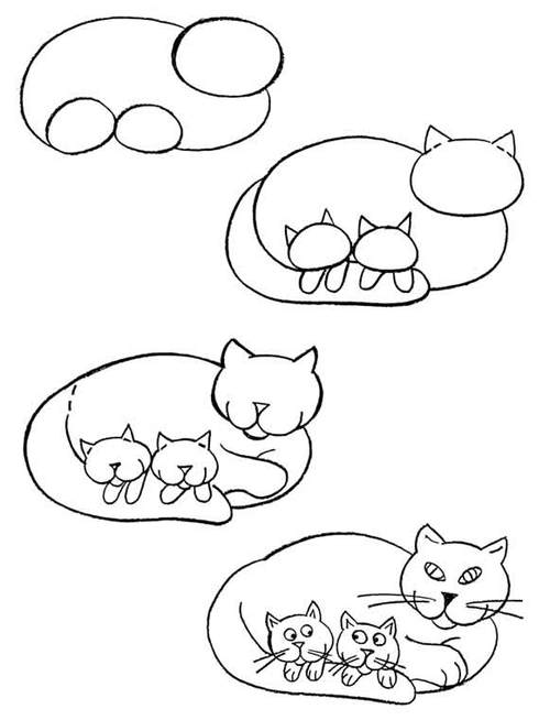 500x654 how to draw a cat - Whisker Drawing