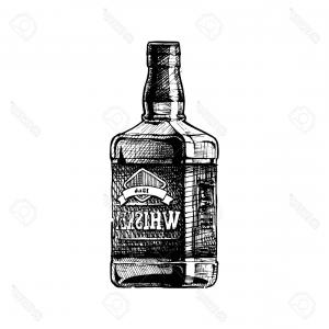 300x300 photostock vector bottle of whiskey vector hand drawn illustration - Whiskey Bottle Drawing