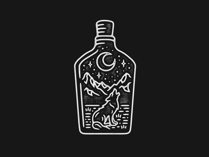 800x600 whiskey bottle wolf typography bottle tattoo, bottle drawing - Whiskey Bottle Drawing