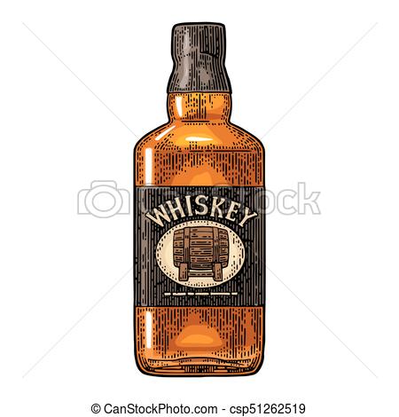 450x470 whiskey bottle label with barrel vector color engraving vintage - Whiskey Bottle Drawing