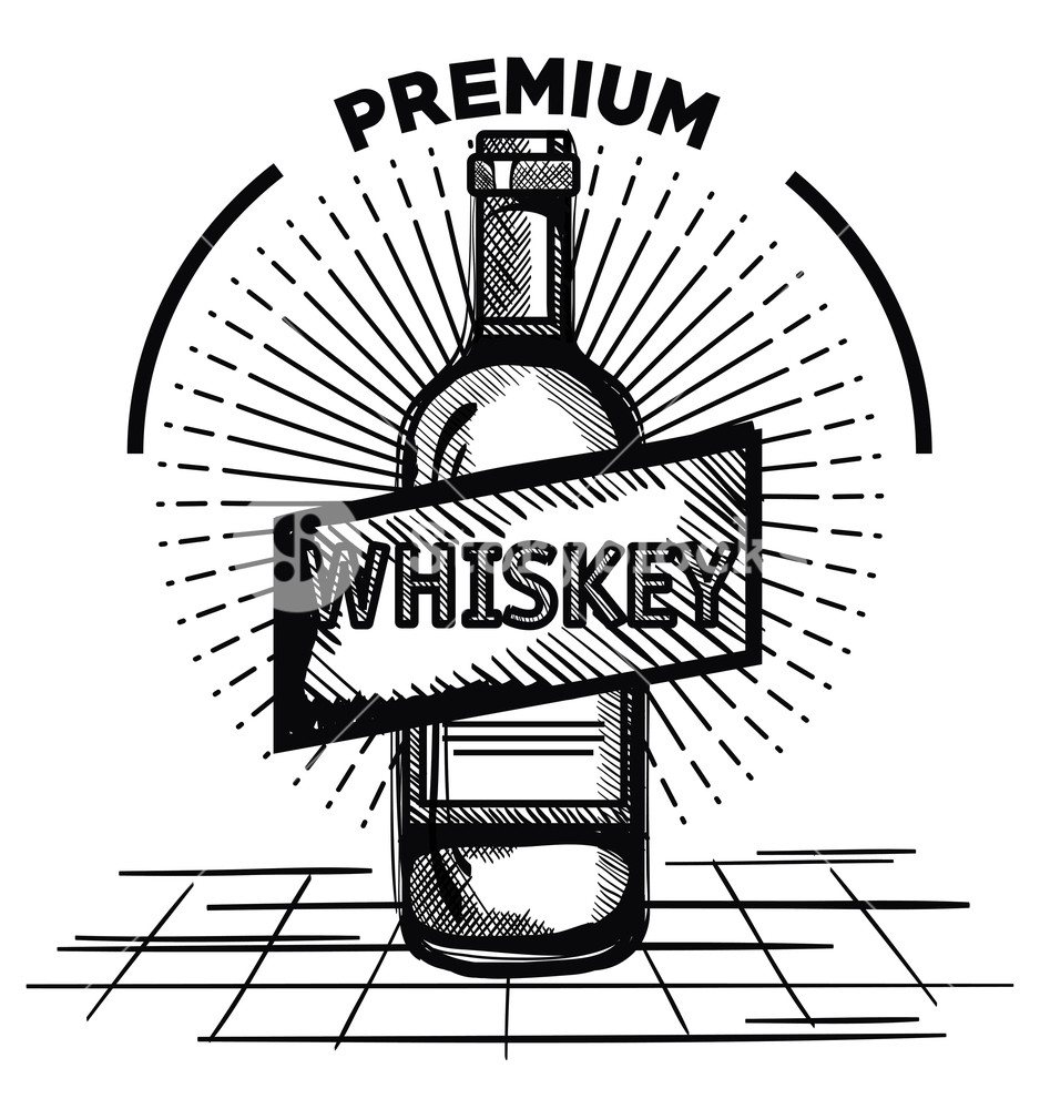 938x1000 best whiskey bottle drawn label vector illustration design royalty - Whiskey Bottle Drawing