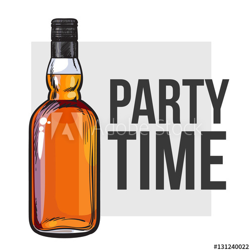 500x500 whiskey bottle, sketch style vector invitation, banner, poster - Whiskey Bottle Drawing