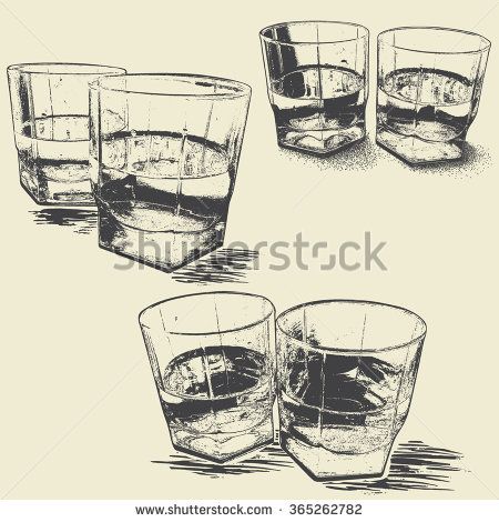450x470 collection of monochrome whiskey glasses engraving style vector - Whiskey Glass Drawing