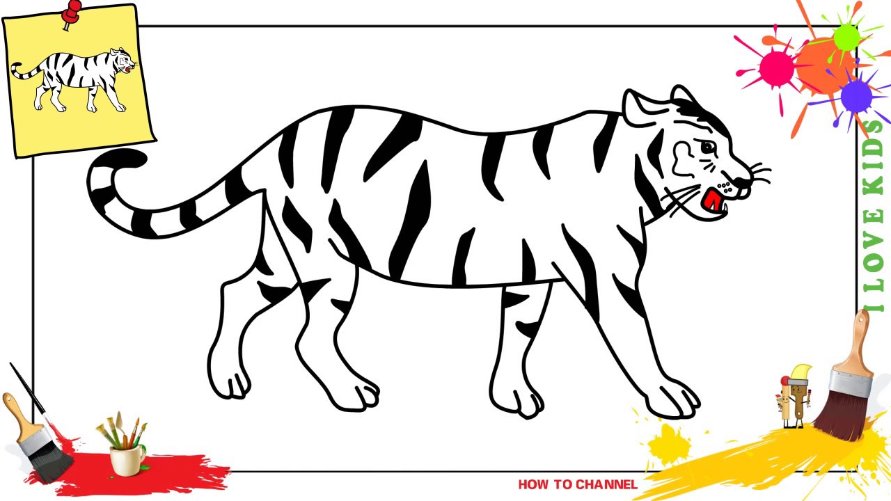 1280x720 how to draw a tiger - White Bengal Tiger Drawing