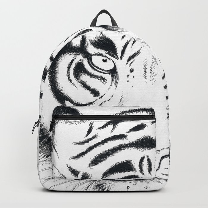700x700 white bengal tiger ink drawing backpack - White Bengal Tiger Drawing