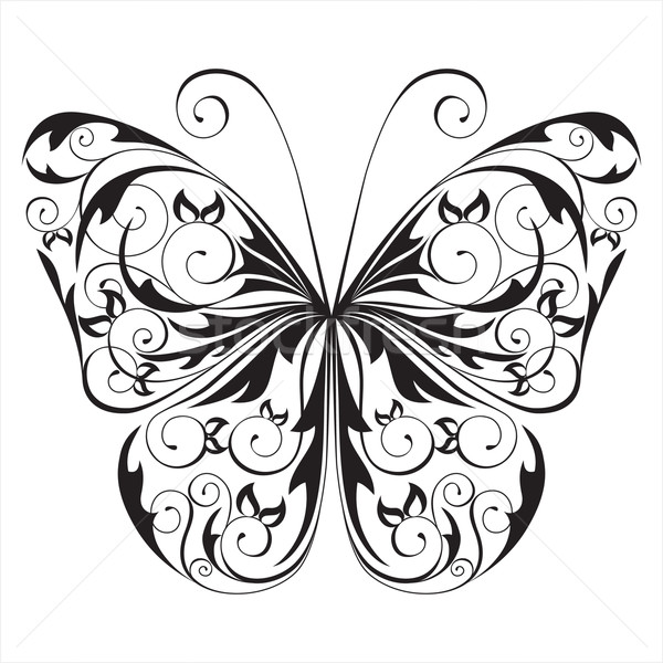 600x600 butterfly black black and white butterfly vector illustration - White Butterfly Drawing