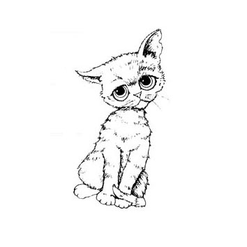 354x354 Carmen's Veranda Unmounted Stamp - White Cat Drawing