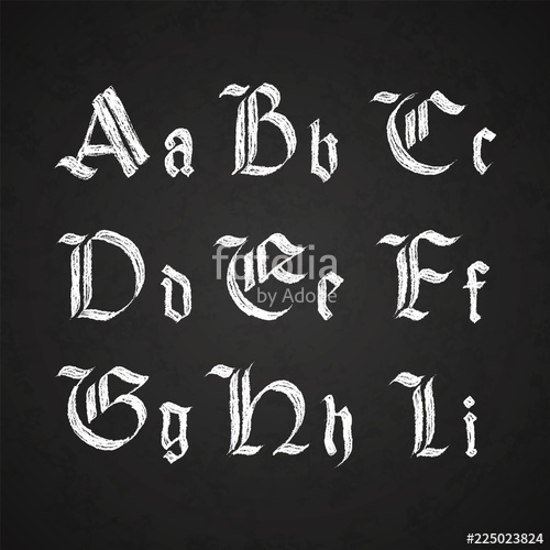 500x500 old hand drawn gothic letters drawing with white chalk, a i - White Chalk Drawings