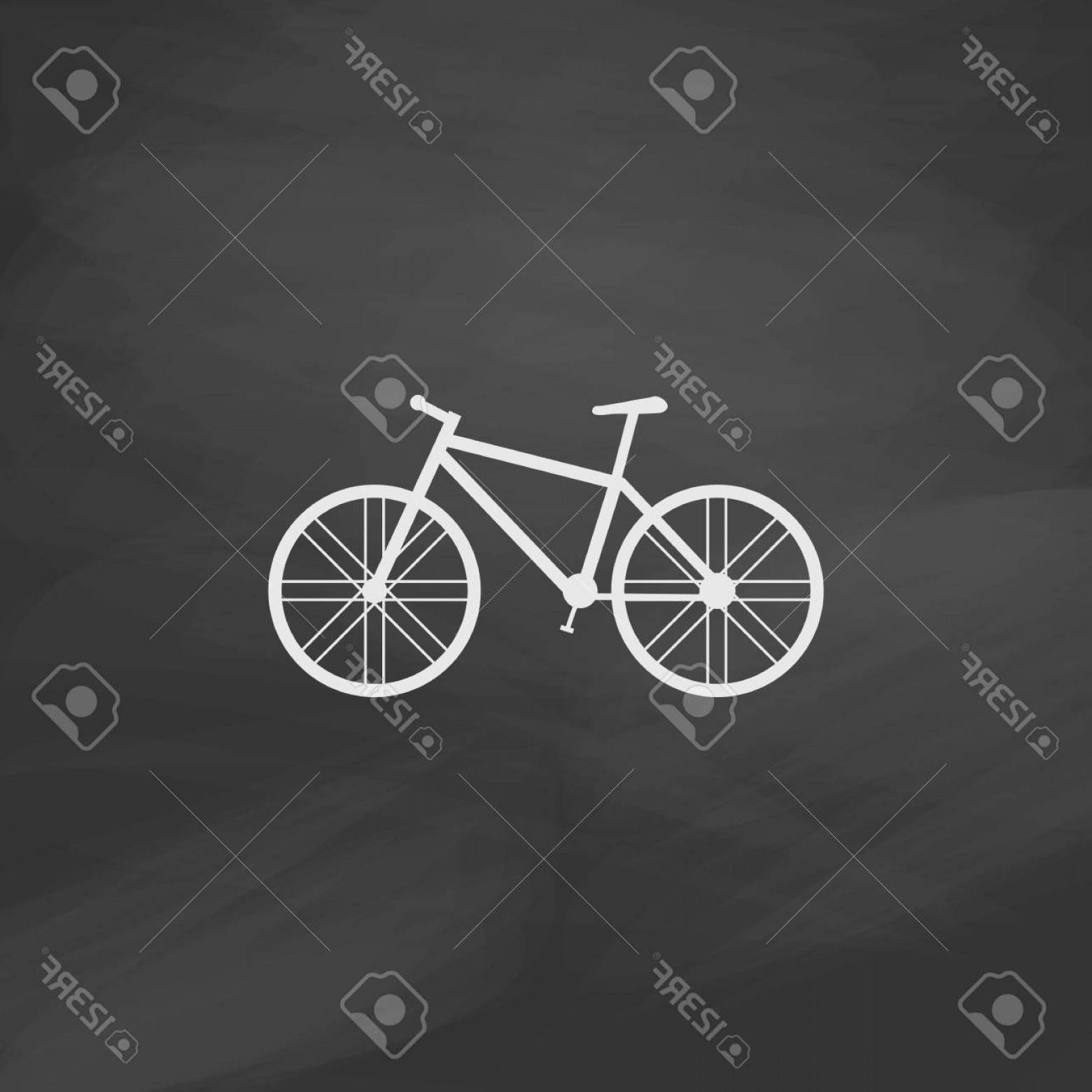 1560x1560 Photostock Vector Bike Simple Vector Button Imitation Draw Icon - White Chalk Drawings