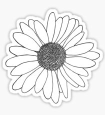 210x230 Black Daisy Drawing Stickers Redbubble - White Daisy Drawing