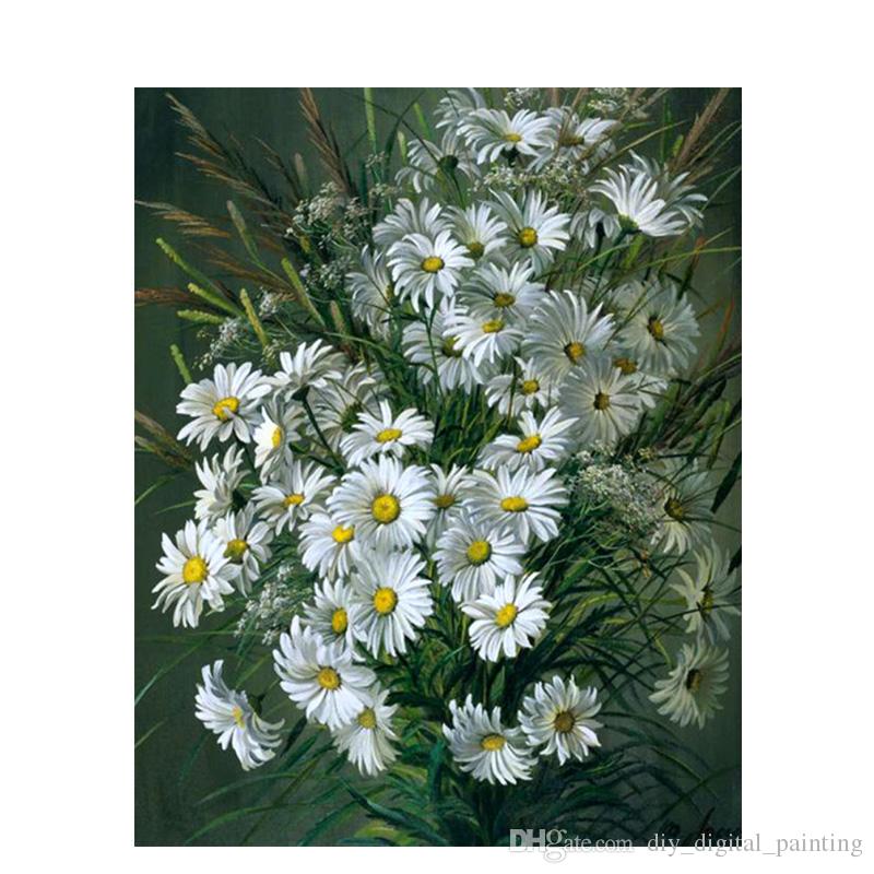 800x800 Framed White Daisy Diy Painting - White Daisy Drawing