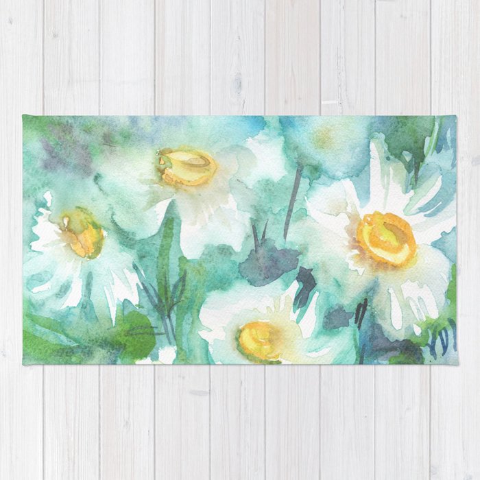 700x700 Watercolor Drawing - White Daisy Drawing