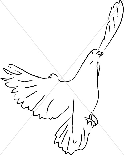 490x612 Black And White Dove Ascending Dove Clipart - White Dove Drawing