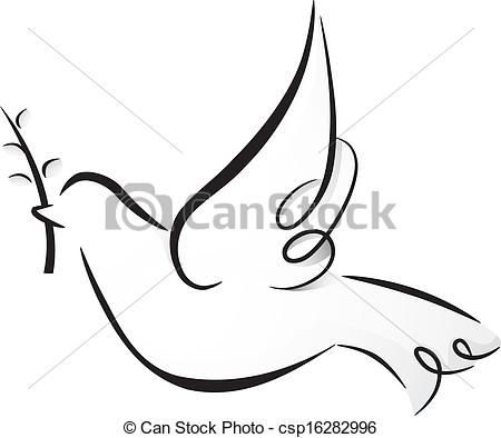 450x394 White Dove Clipart Line Drawing - White Dove Drawing