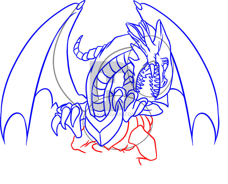 800x645 How To Draw Blue Eyes White Dragon, Step - White Dragon Drawing