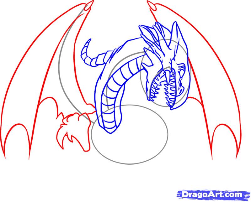 800x645 How To Draw Blue Eyes White Dragon, Step - White Dragon Drawing
