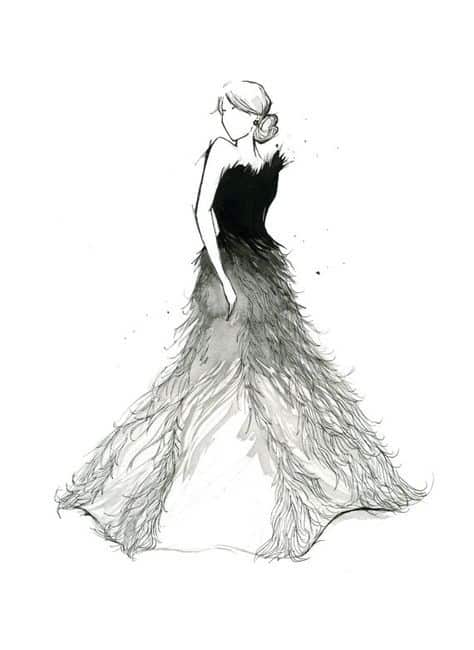 474x650 Creative Dress Sketches - White Dress Drawing