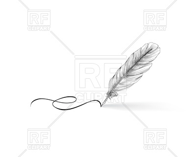 400x321 feather pen writing on white background vector image of science - White Feather Drawing