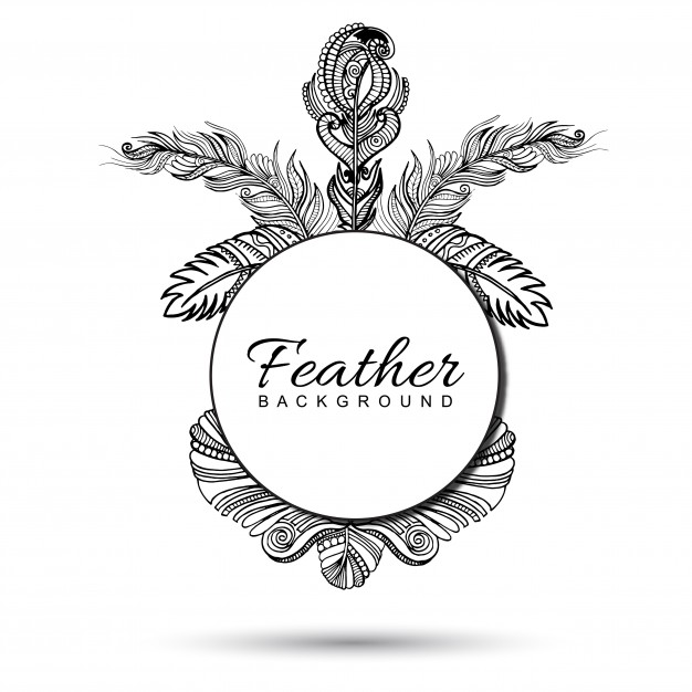626x626 hand drawn black white feather background vector free download - White Feather Drawing