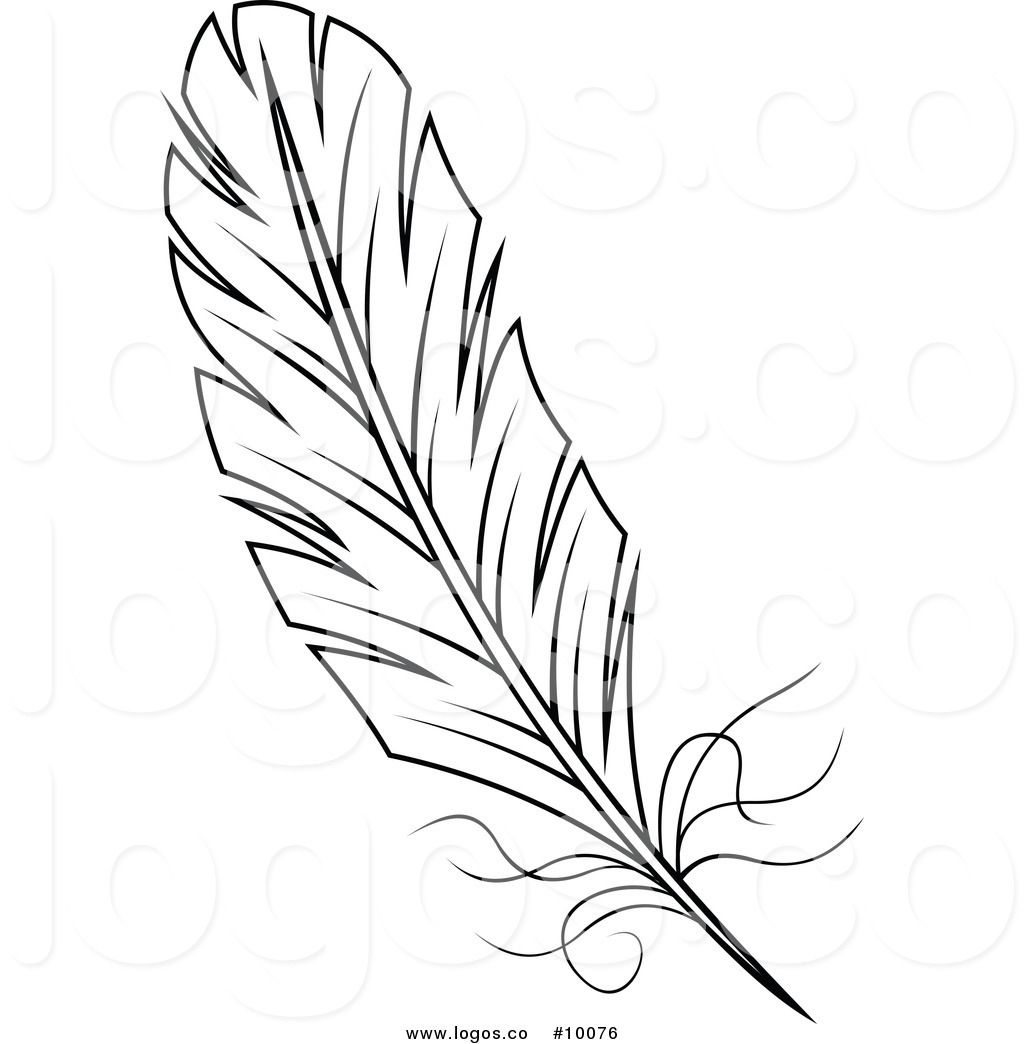 1024x1044 Royalty Free Vector Of A Black And White Feather Logo Minc - White Feather Drawing