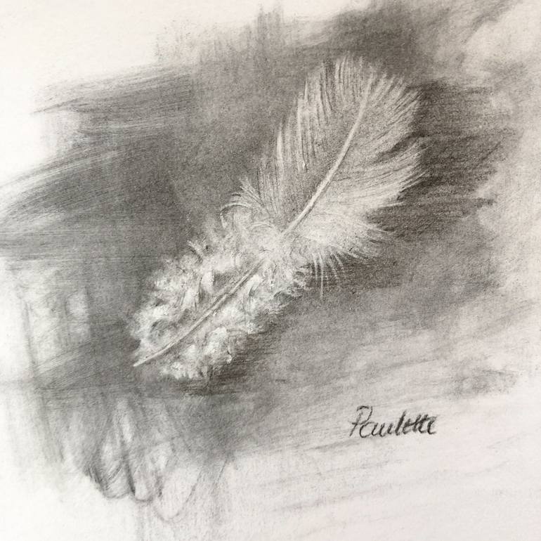 770x770 White Feather Drawing - White Feather Drawing