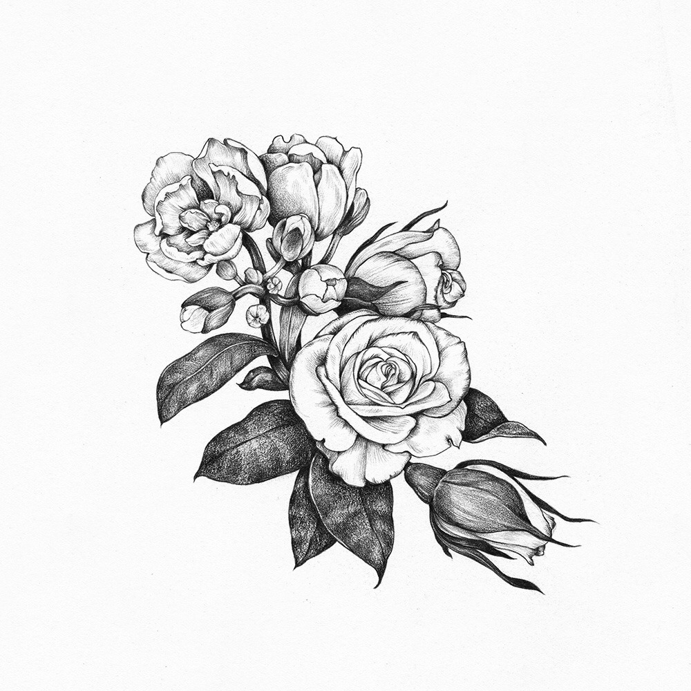 1000x1000 Dongetrabi Black And White Flowers Drawings Tumblr Images - White Flower Drawing