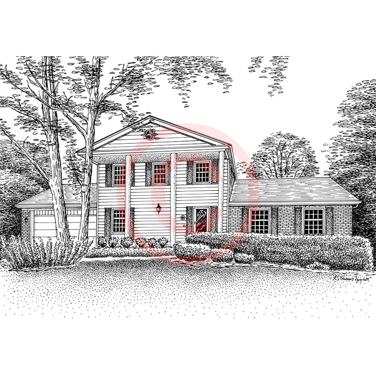 750x750 pen and ink artist kelli swan custom portraits of houses, homes - White House Drawing