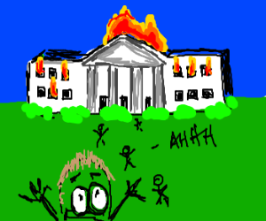 300x250 White House On Fire Drawing - White House Drawing
