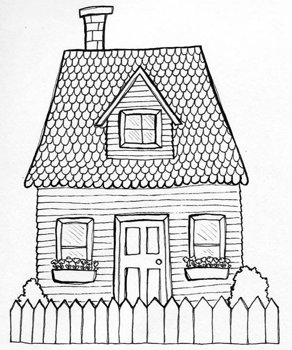 600x720 House Drawing Free Download - White House Line Drawing