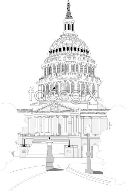416x632 vector white house line drawing over millions vectors, stock - White House Line Drawing
