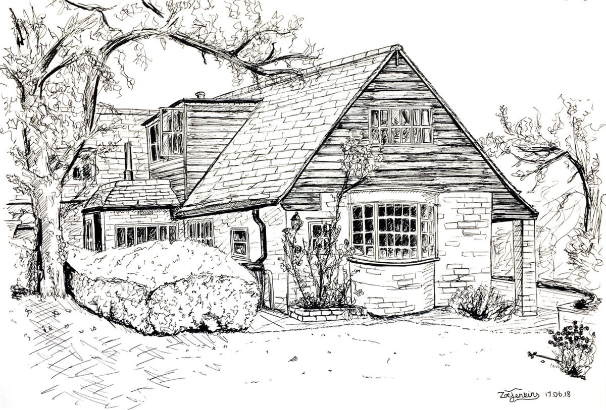 1200x813 Zoe Jenkins Art House Paintings Gallery - White House Line Drawing