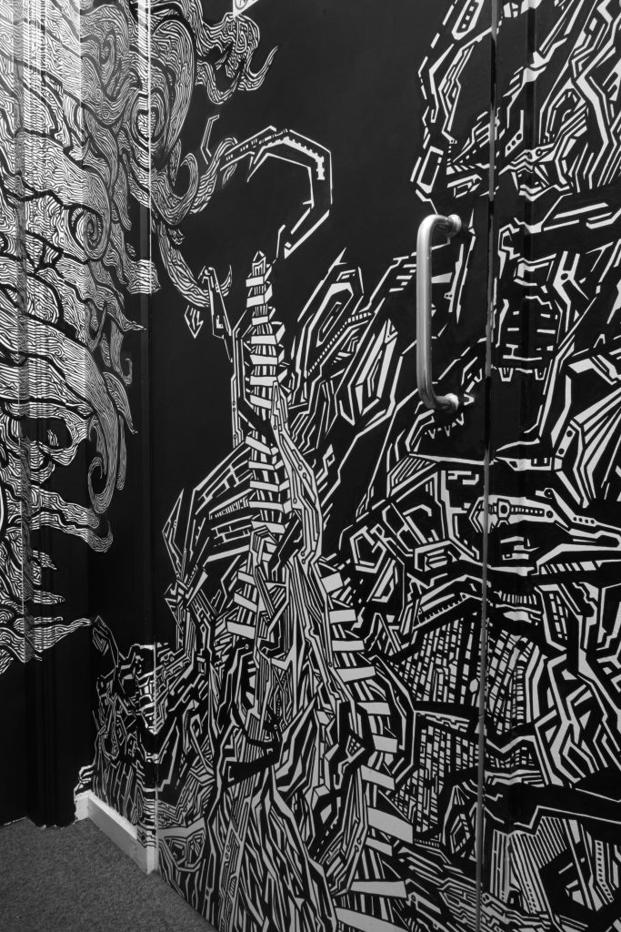 683x1024 Block T John Rooney Illustration - White Line Drawing