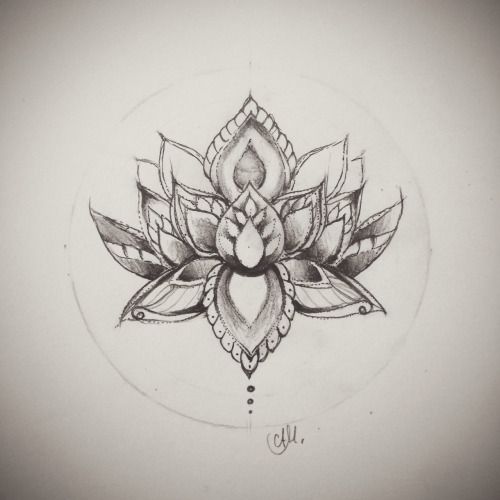 500x500 Grey And White Lotus Flower Tattoo Design - White Lotus Flower Drawing