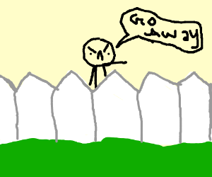 300x250 angry neighbor over white picket fence drawing - White Picket Fence Drawing