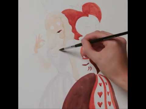 480x360 Red And White Queen Drawing Process For Alice Through The Looking - White Queen Drawing
