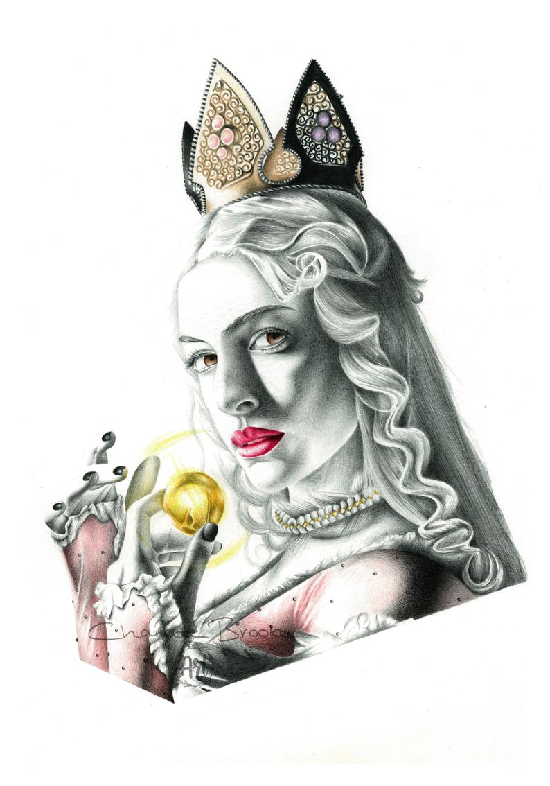 794x1134 The White Queen Alice In Wonderland Pencil Portrait Drawing Etsy - White Queen Drawing