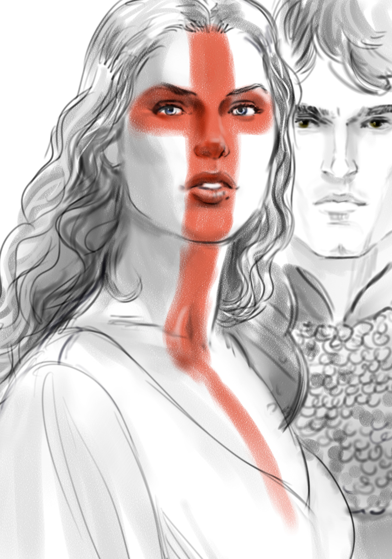 1350x1923  - White Queen Drawing