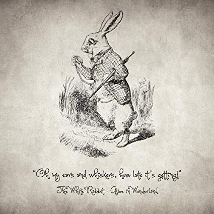 425x425 Zapista The White Rabbit Quote Drawing Fine Art Print - White Rabbit Alice In Wonderland Drawing