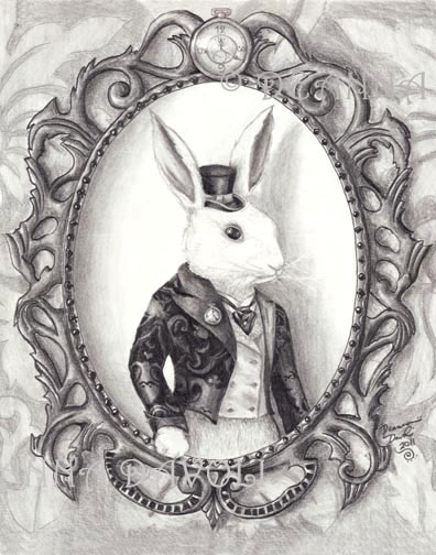 396x504 fantasy art, alice in wonderland, white rabbit, drawing - White Rabbit Alice In Wonderland Drawing
