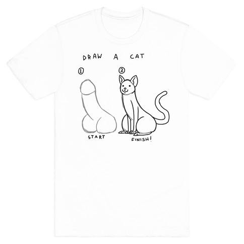 484x484 How To Draw A Cat T Shirt Lookhuman - White T Shirt Drawing