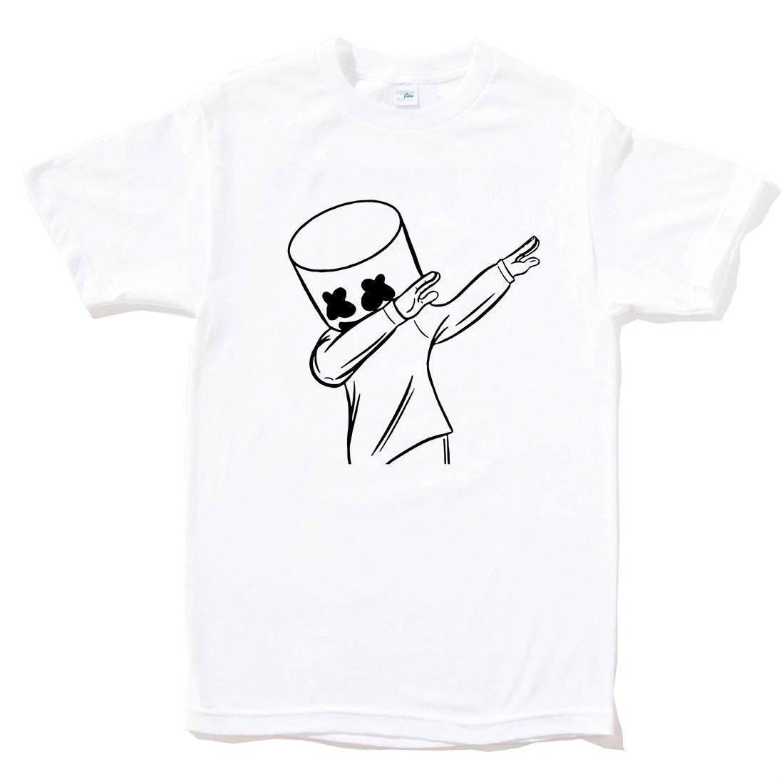 1100x1100 Marshmello Dab White T Shirt Dj Party Edm Mello Logo House Dacne - White T Shirt Drawing