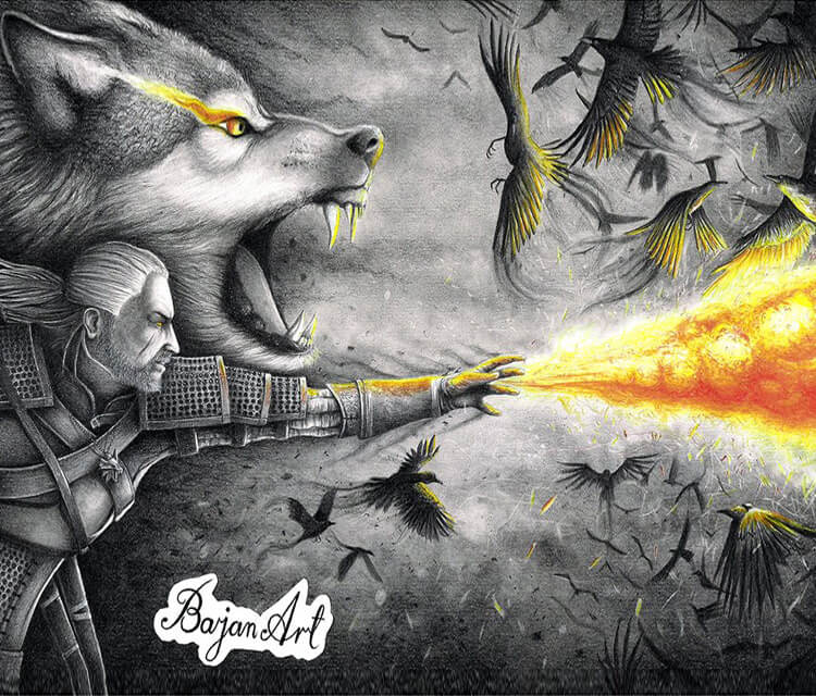 750x640 The Witcher White Wolf Pencil Drawing - White Wolf Drawing