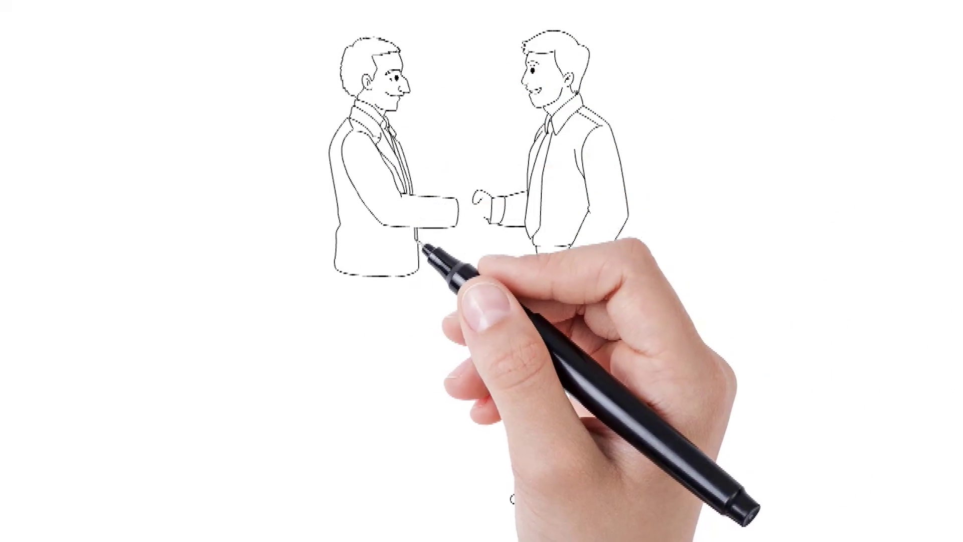 1920x1080 Whiteboard Animation Of Two Person Hand Shaking Animated Sketch - Whiteboard Drawing Animation