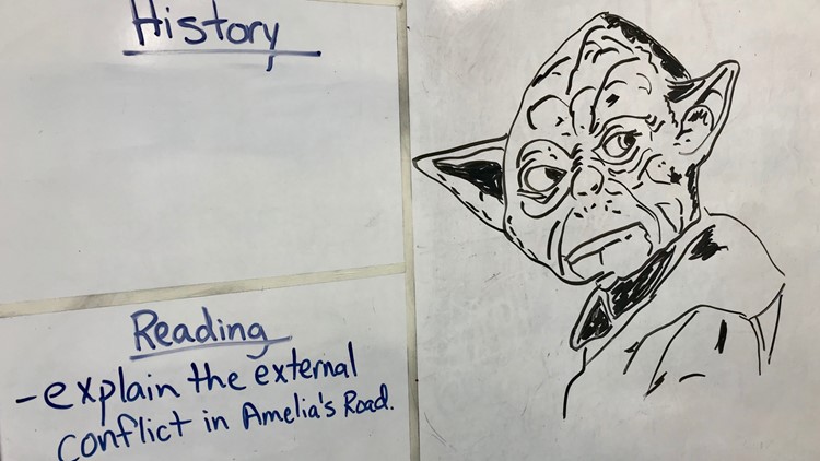 750x422 School Janitor Behind Mystery Drawings - Whiteboard Drawings