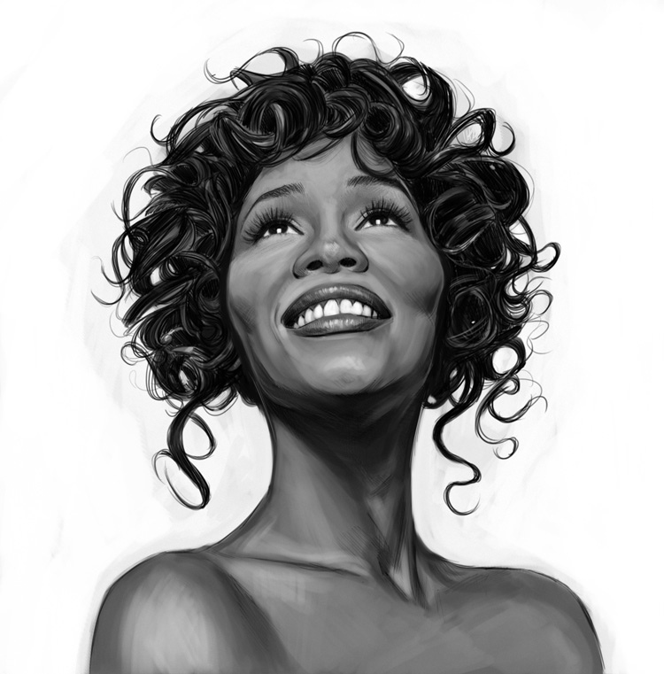750x761 must see whitney houston performances - Whitney Houston Drawing