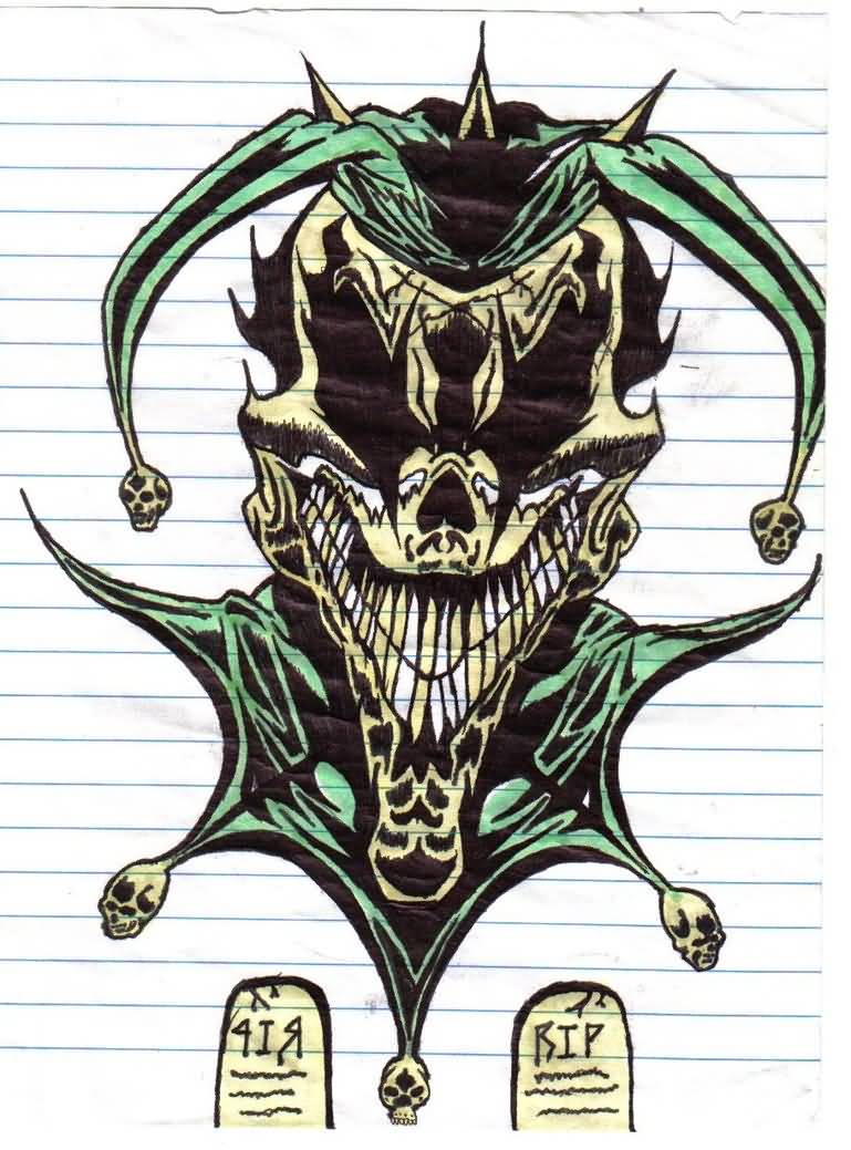 769x1039 colorful wicked jester tattoo design - Wicked Jester Drawings